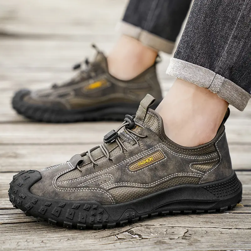 Outdoor Men Hiking Shoes Anti-slip Sneakers for Men Jogging Trekking Sneaker Retro Leather Man Work Shoe Climbing Mountain Shoes