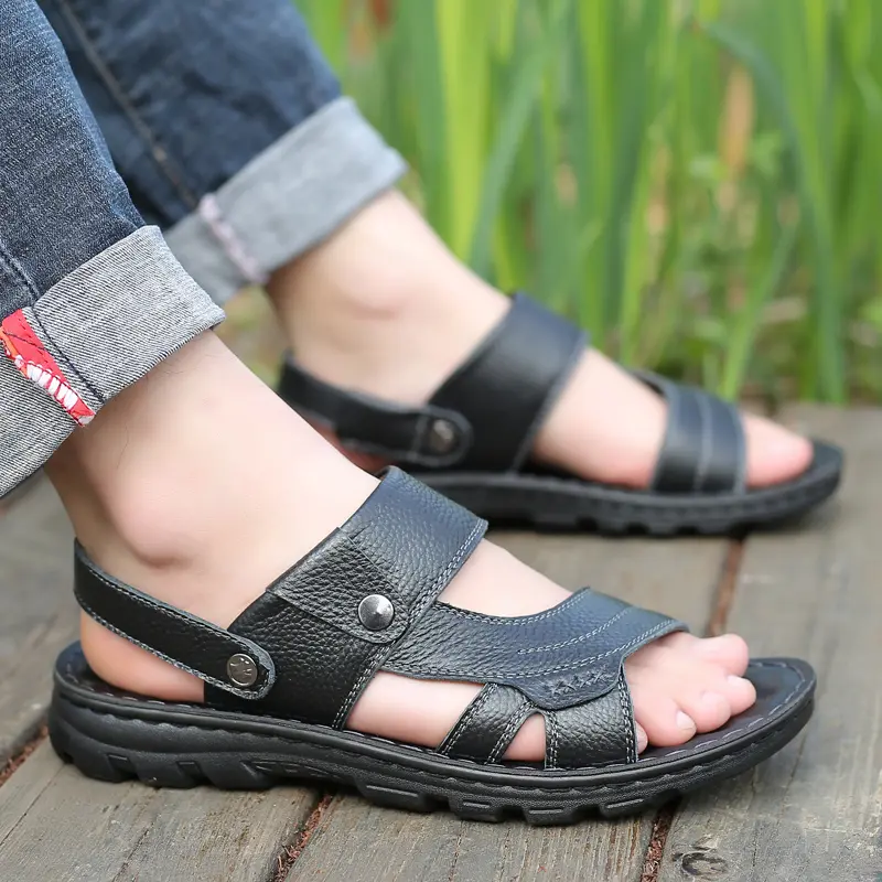 Men's Sandals Summer Waterproof Anti-slip Soft Bottom Wear-resistant Beach Shoes Thick Bottom High-end Slip-On Slippers