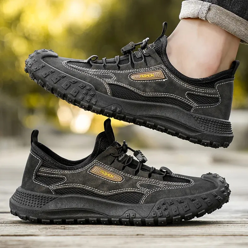 Outdoor Men Hiking Shoes Anti-slip Sneakers for Men Jogging Trekking Sneaker Retro Leather Man Work Shoe Climbing Mountain Shoes