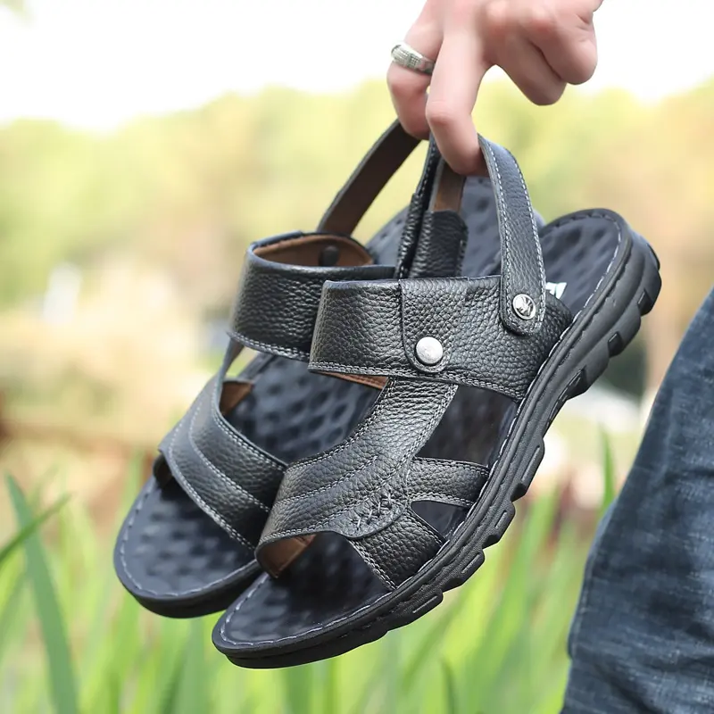 Men's Sandals Summer Waterproof Anti-slip Soft Bottom Wear-resistant Beach Shoes Thick Bottom High-end Slip-On Slippers