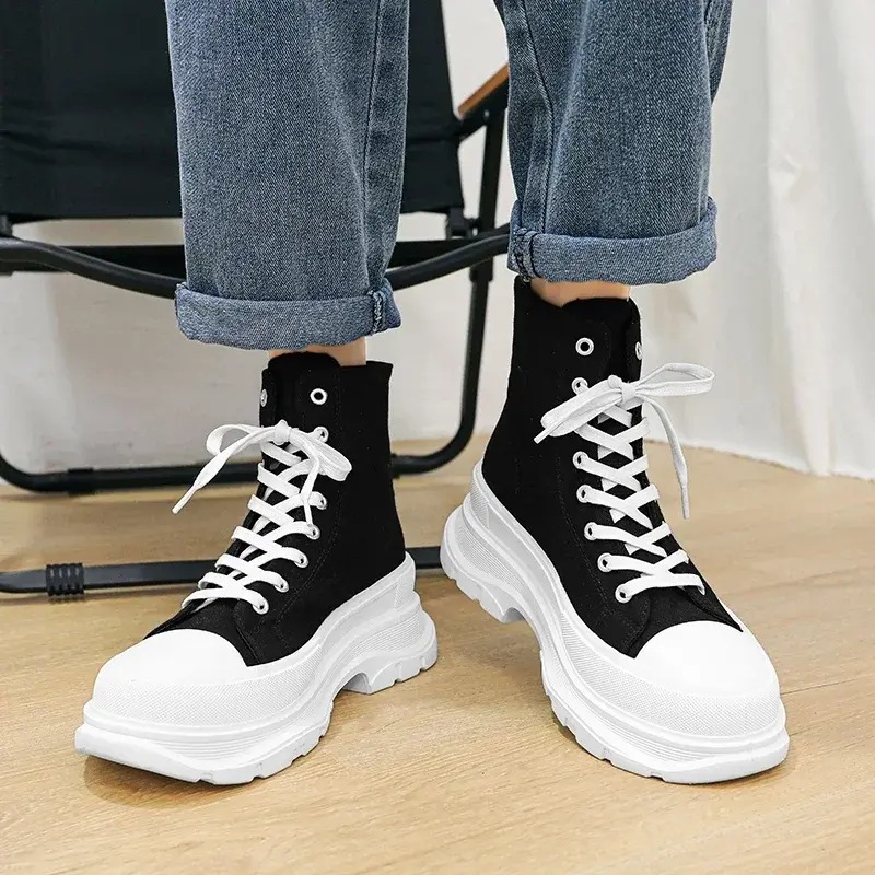 Men Shoes Vulcanize Canvas Shoes Man Trainers Tenis Masculino Chunky Sneakers High Top Sneakers Casual Breathable Platform Shoes