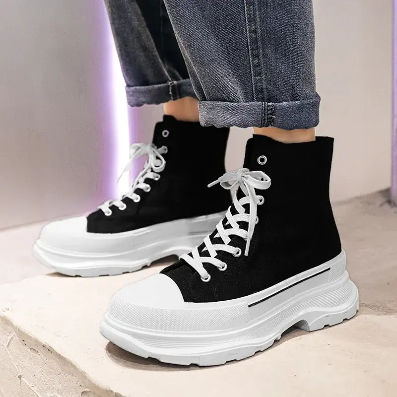 Men Shoes Vulcanize Canvas Shoes Man Trainers Tenis Masculino Chunky Sneakers High Top Sneakers Casual Breathable Platform Shoes