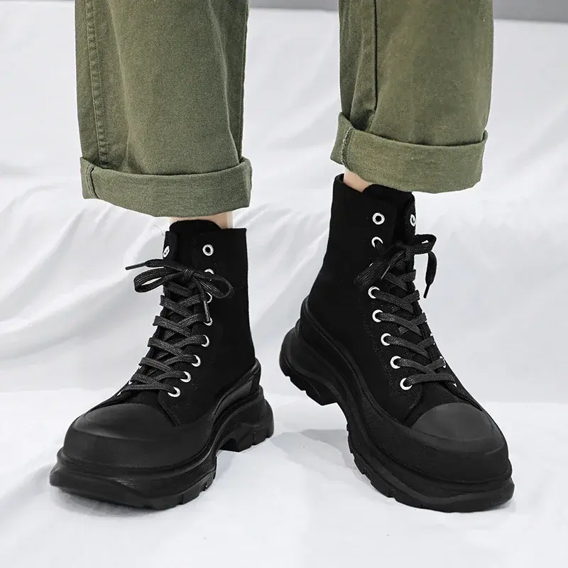 Men Shoes Vulcanize Canvas Shoes Man Trainers Tenis Masculino Chunky Sneakers High Top Sneakers Casual Breathable Platform Shoes