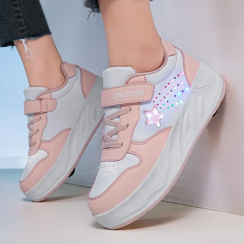 Children Outdoor Wheel Shoes Multifunctional Sports Shoes Zapatos De Niña Fashion 4-wheel Roller Skates Sneakers for Students
