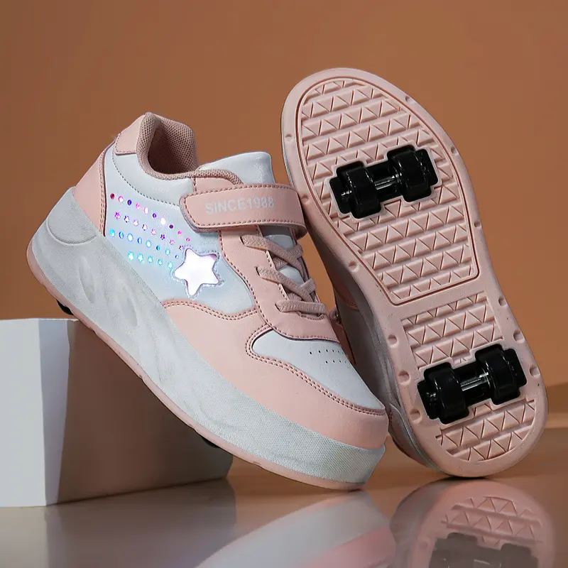 Children Outdoor Wheel Shoes Multifunctional Sports Shoes Zapatos De Niña Fashion 4-wheel Roller Skates Sneakers for Students