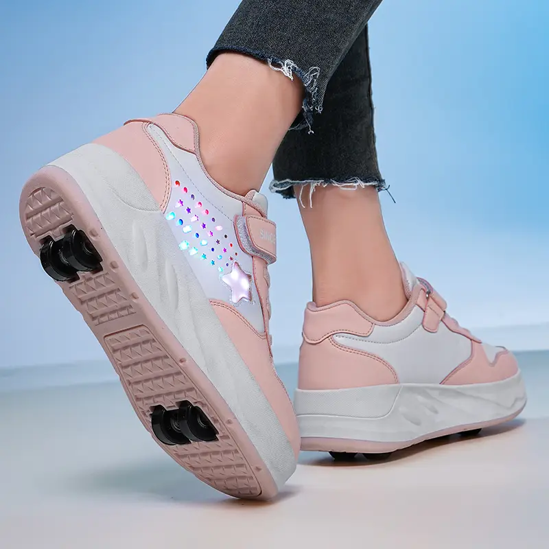 Children Outdoor Wheel Shoes Multifunctional Sports Shoes Zapatos De Niña Fashion 4-wheel Roller Skates Sneakers for Students