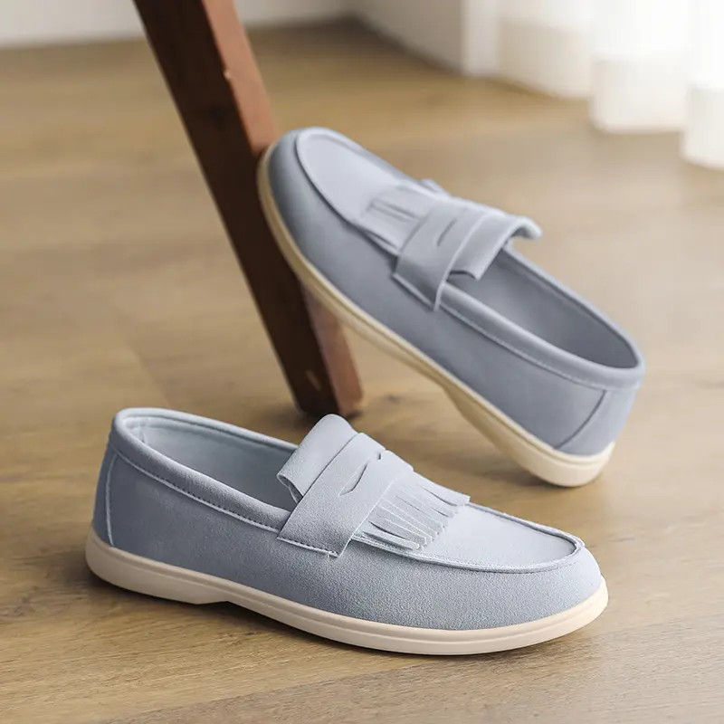 Men Loafers Business Shoes Suede Leather Soft Sole Male Casual Shoes Retro Flat Dress Shoes Moccasins Designer Slip on Men Shoe