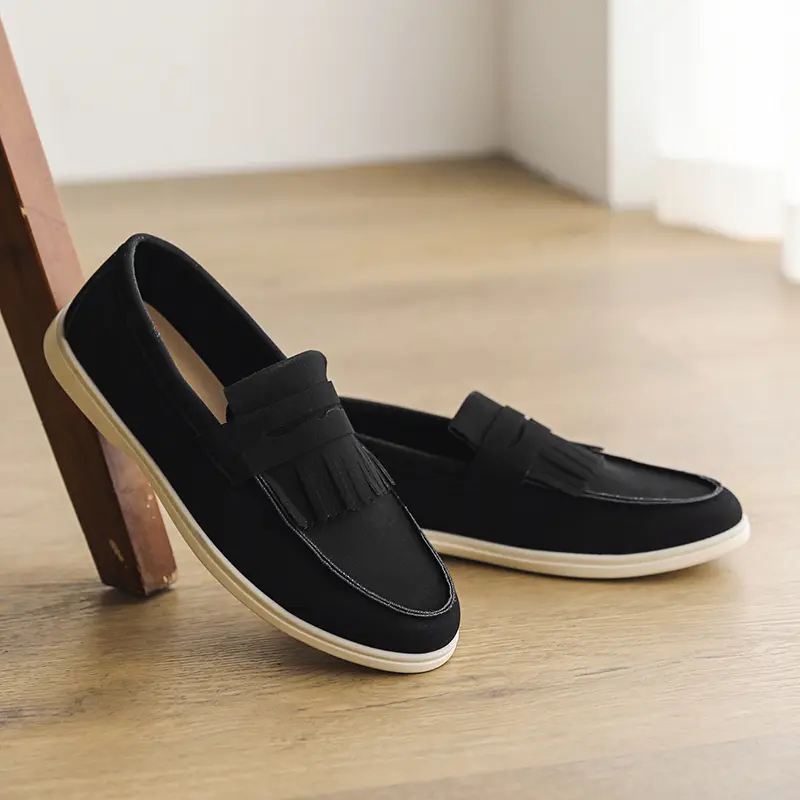 Men Loafers Business Shoes Suede Leather Soft Sole Male Casual Shoes Retro Flat Dress Shoes Moccasins Designer Slip on Men Shoe