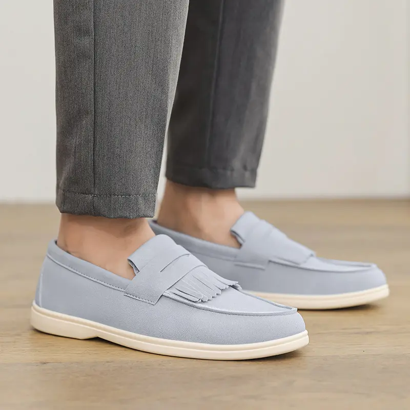 Men Loafers Business Shoes Suede Leather Soft Sole Male Casual Shoes Retro Flat Dress Shoes Moccasins Designer Slip on Men Shoe