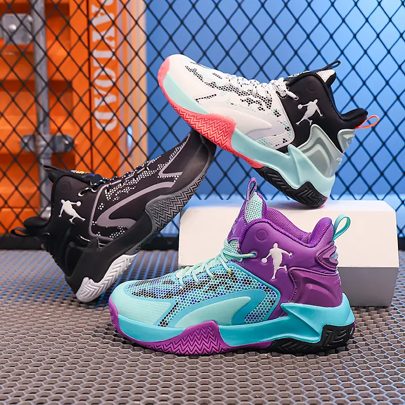 Basketball Shoes Big Kid Non Slip High-top Sport Training Sneakers Childrens Lightweight Outdoor Basketball Boots for Boy Yout