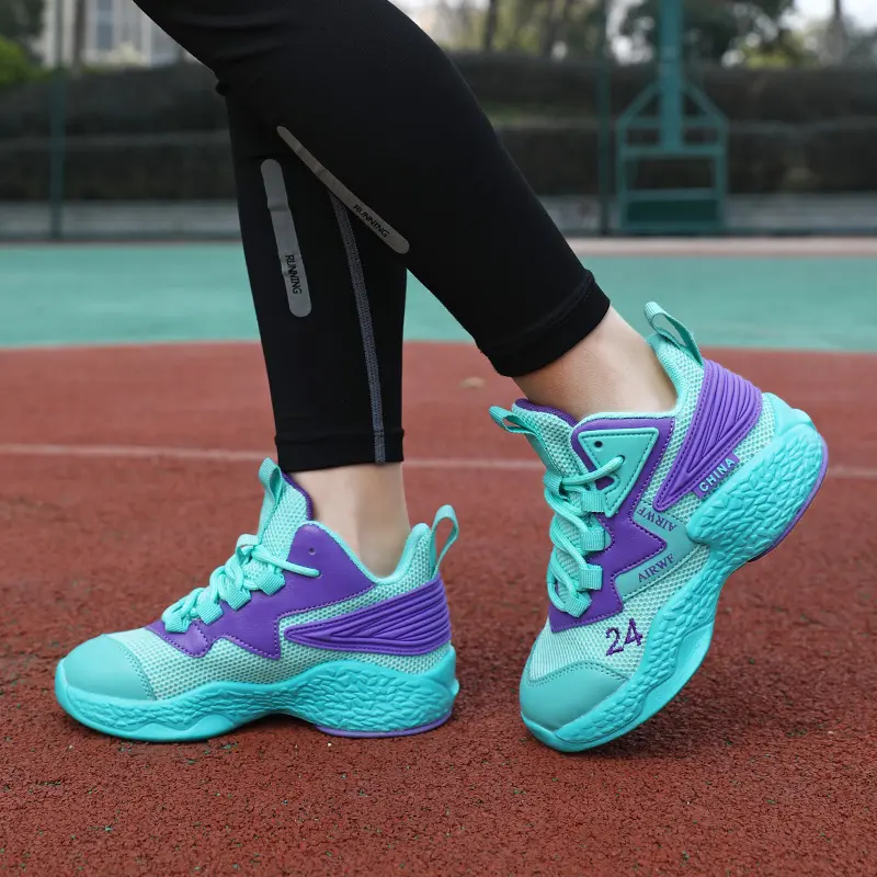 High-quality Fashionable Mid Top Sports Shoes Children's Basketball Shoes Popular Lace Up Outdoor Running Shoes for Kids