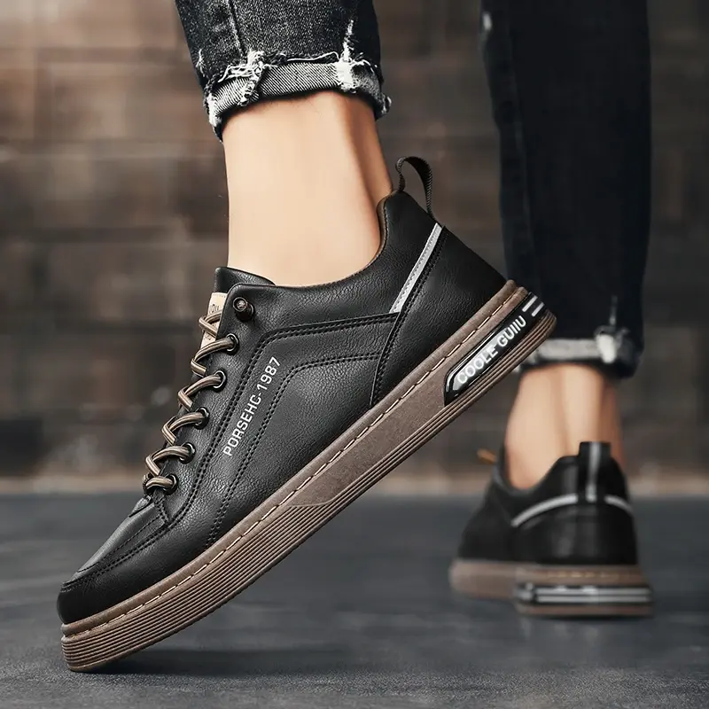 Men's Casual Leather Sneakers Waterproof Vulcanized Shoes Zapatos Altos Hombre Men Comforthable Spring Sneakers Casual Shoes