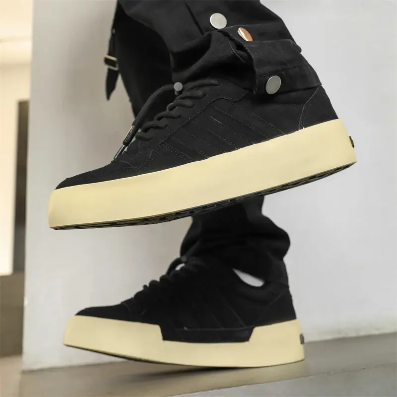Solid Color High Flat Canvas Shoe with Thick Soles Elevated Height Casual Shoe Lace Up Design Flat Shoes for Couples Sports Shoe