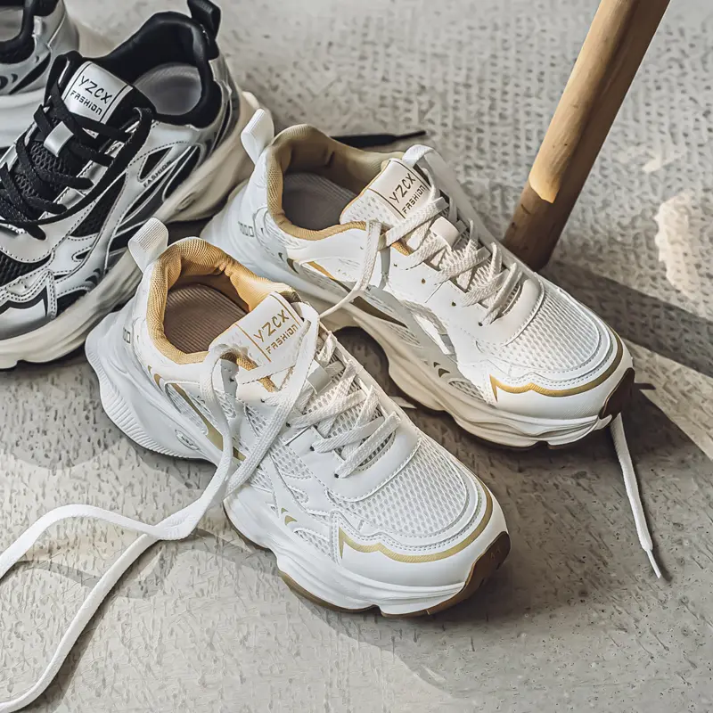 Men's Summer Casual Sports Shoes New Mesh Breathable Running Shoes Trendy Streetwear With Thick Sole And Lace-Up Design