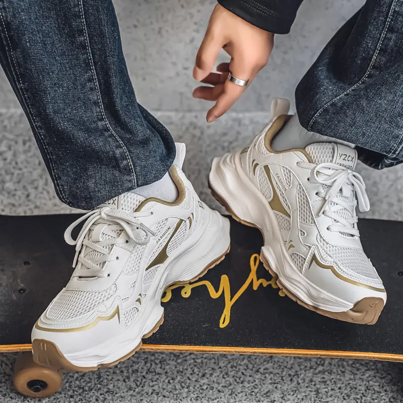 Men's Summer Casual Sports Shoes New Mesh Breathable Running Shoes Trendy Streetwear With Thick Sole And Lace-Up Design