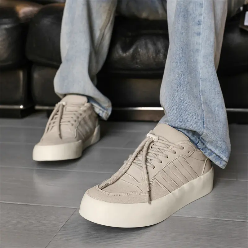 Solid Color High Flat Canvas Shoe with Thick Soles Elevated Height Casual Shoe Lace Up Design Flat Shoes for Couples Sports Shoe