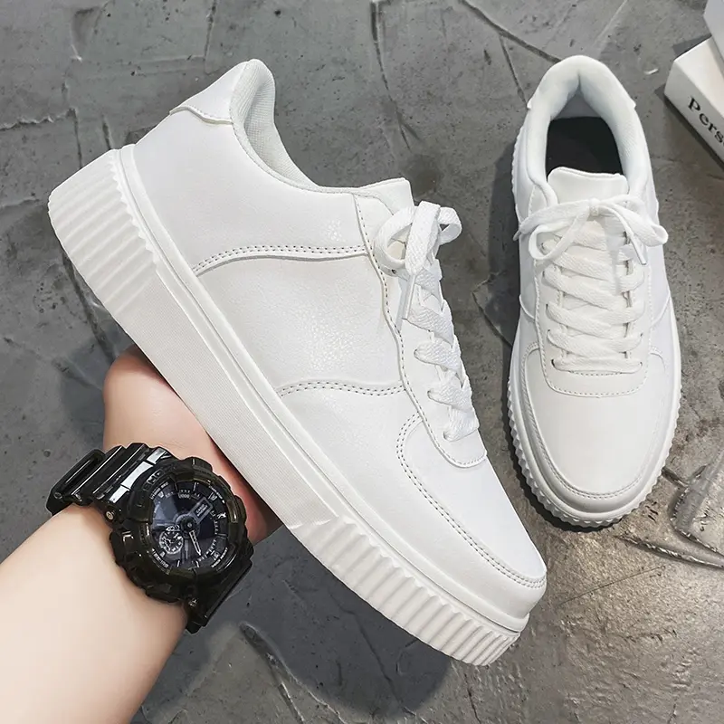 Fashion Leather Men White Sneakers Breathable Comfort Classic Casual Shoes Mens Outdoor Walking Shoes Couple Footwear Size 37-50