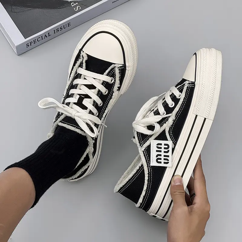 New Casual Height Increasing Platform Canvas Shoes Men Summer Outer White Sneakers Slipper Slip on Sandals Vulcanize Shoes