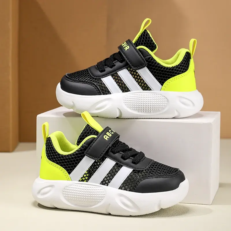 Children's Anti-skid Boys& Girls Casual Running Sneaker Fashion Sports Shoes Breathable Student Black School Walking Shoes