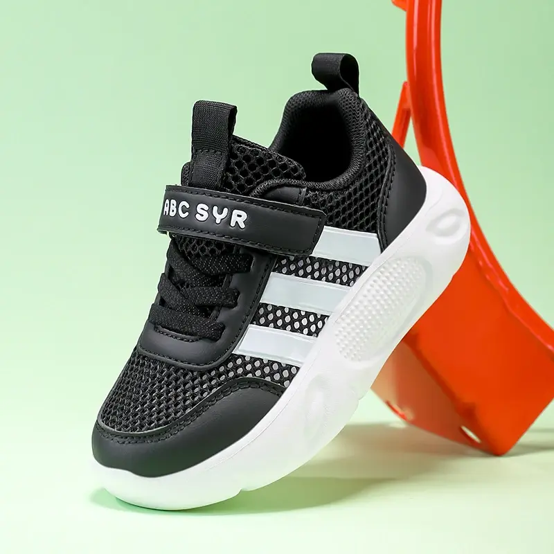 Children's Anti-skid Boys& Girls Casual Running Sneaker Fashion Sports Shoes Breathable Student Black School Walking Shoes