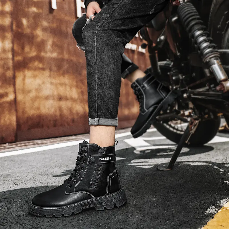 Men's Works Boots Spring Autumn Anti-slip Waterproof Male Sneakers Desert Tactical Boots Outdoor Travel Wear-resistant Man Shoes