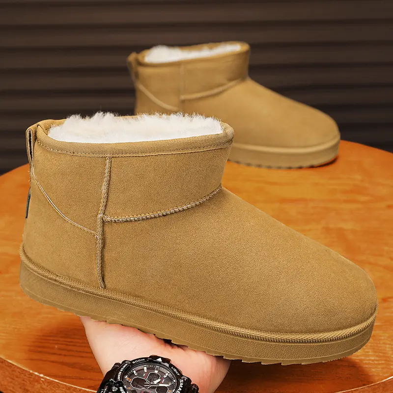 New Winter Snow Boots Outdoor suede anti slip shoes Men Casual Warm Fur Boots Comfortable elderly cotton shoes Zapatos Hombre
