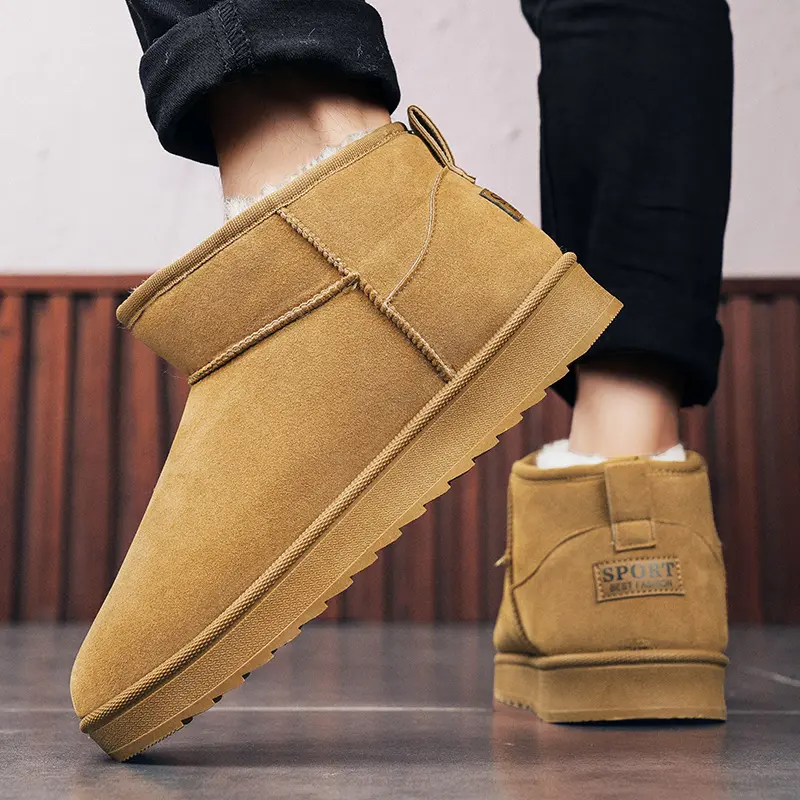 New Winter Snow Boots Outdoor suede anti slip shoes Men Casual Warm Fur Boots Comfortable elderly cotton shoes Zapatos Hombre