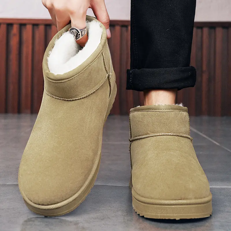 New Winter Snow Boots Outdoor suede anti slip shoes Men Casual Warm Fur Boots Comfortable elderly cotton shoes Zapatos Hombre