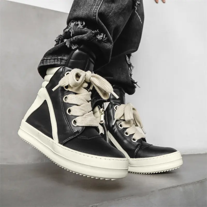 Men Casual Luxury Sneakers High-top Sports Shoes Lace-up Leather Ankle Boots Male Skateboard Shoes Basketball Sneakers 39-44