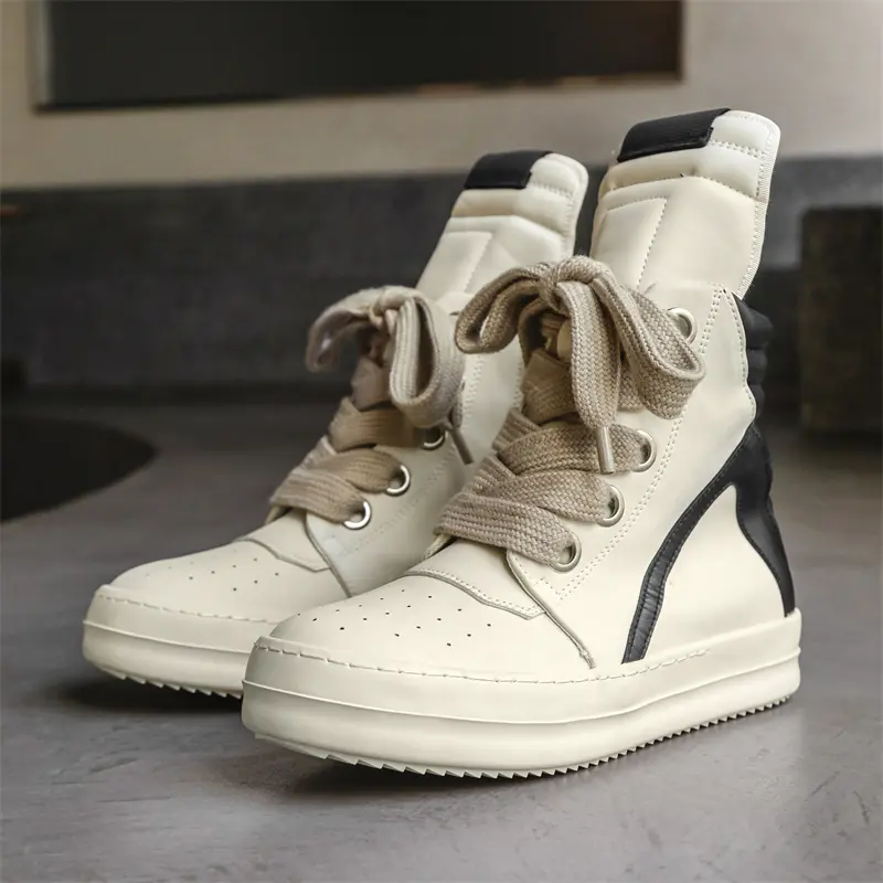 Men Casual Luxury Sneakers High-top Sports Shoes Lace-up Leather Ankle Boots Male Skateboard Shoes Basketball Sneakers 39-44