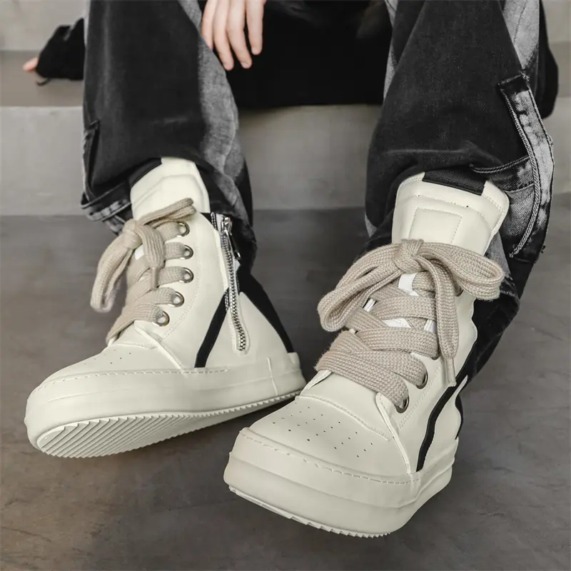 Men Casual Luxury Sneakers High-top Sports Shoes Lace-up Leather Ankle Boots Male Skateboard Shoes Basketball Sneakers 39-44