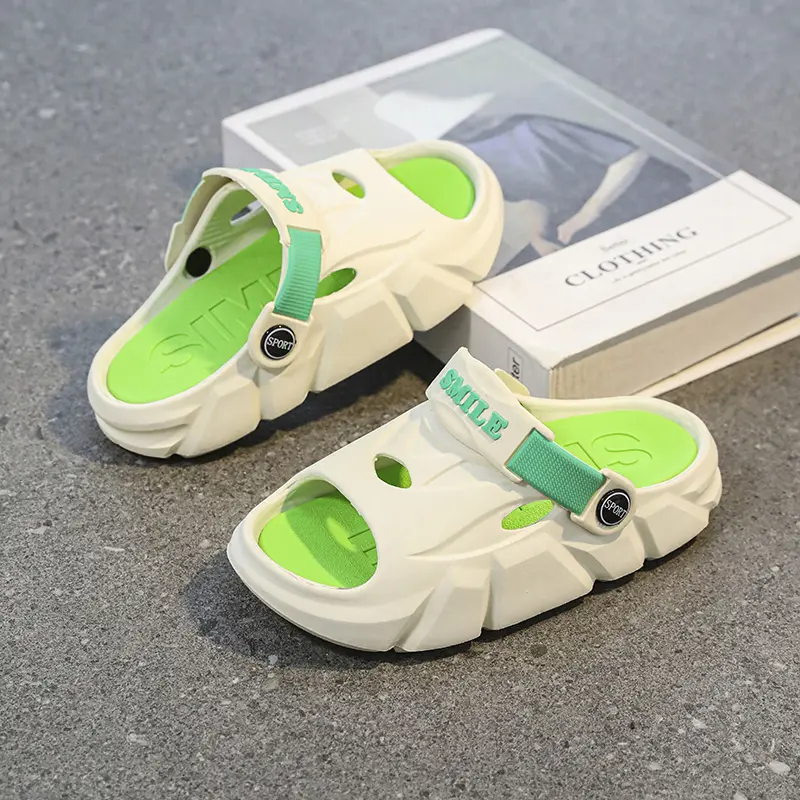 Summer New Children's Slippers Casual Breathable Baby Home Cool Sandals Soft Bottom Outdoor Two-use Beach One-Strap Slippers