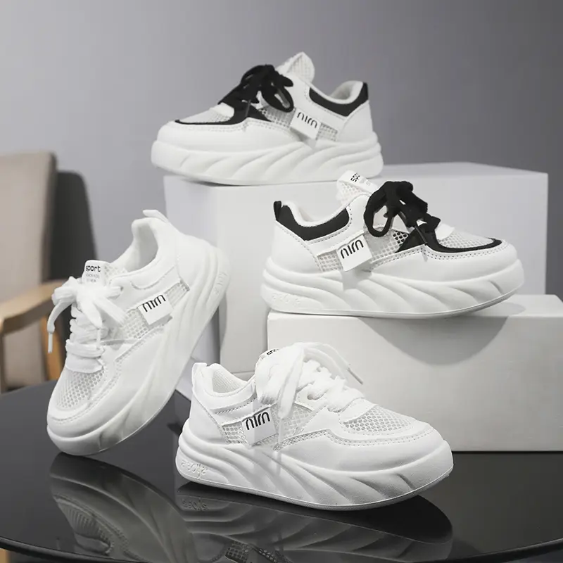 Kid's Sneakers Thick Sole Casual Light Running Shoes Boys Girls Comfortable Mesh Chunky Sneaker for Children Walking Footwear