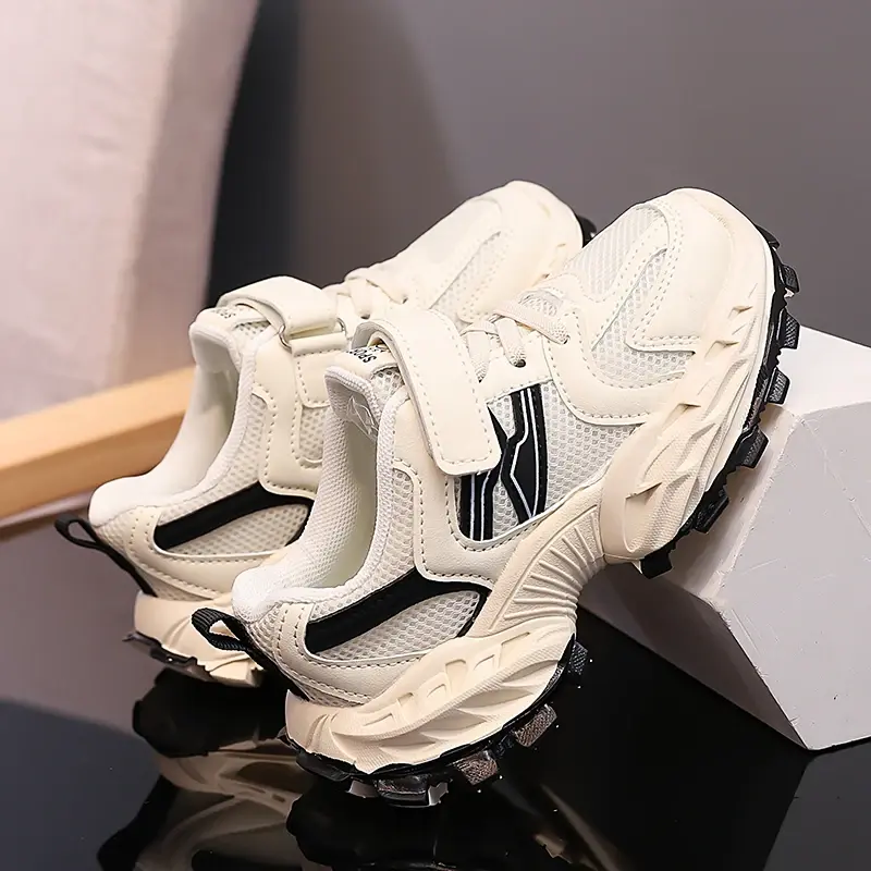 Boys Casual Shoes Pink Leather Flat Student Walking Shoes Non-slip Girl Lightweight Sports Tennis Footwear Children Sneaker