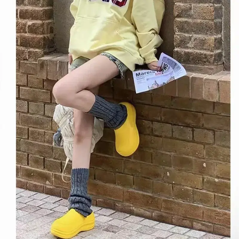 Women's Slippers Breathable Couple Style Heightened Chef Shoes Minimalist Fashion Air Cushion Soft 5CM Platform Non Slip Sandals