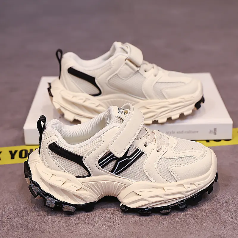 Boys Casual Shoes Pink Leather Flat Student Walking Shoes Non-slip Girl Lightweight Sports Tennis Footwear Children Sneaker