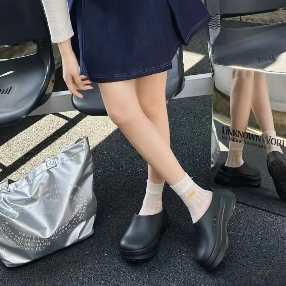 Women's Slippers Breathable Couple Style Heightened Chef Shoes Minimalist Fashion Air Cushion Soft 5CM Platform Non Slip Sandals