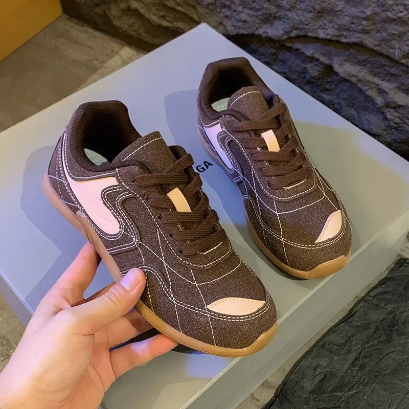 New 2024 Women Casual Walking Shoes Summer Flat Lace Up Leather High Quality Sneakers Fashion Flat-Bottomed Female Gump Sneakers