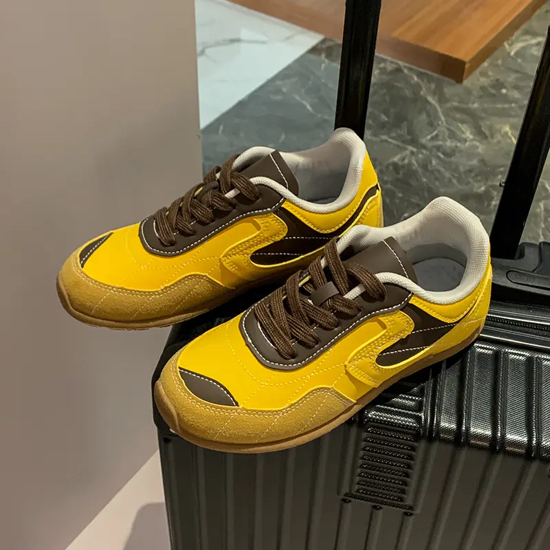 New 2024 Women Casual Walking Shoes Summer Flat Lace Up Leather High Quality Sneakers Fashion Flat-Bottomed Female Gump Sneakers