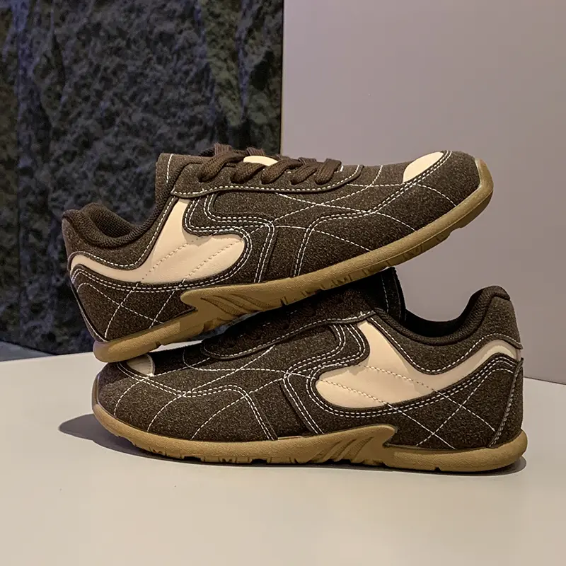 New 2024 Women Casual Walking Shoes Summer Flat Lace Up Leather High Quality Sneakers Fashion Flat-Bottomed Female Gump Sneakers