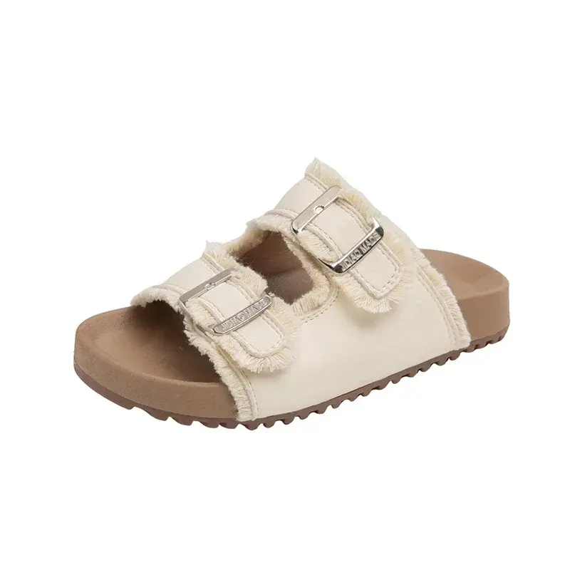 New Fashion Korean Style Soft Bottom Anti-slippery Versatile Open-toe Beach Shoes Children Casual Slippers for Girls 2025 Summer