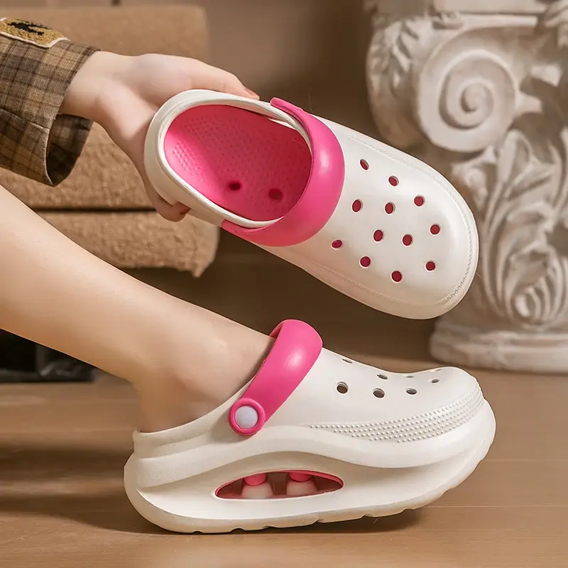 Women's Outdoor Beach Heightening Headed Clog Shoes Summer Thick Bottom Sandals EVA Material Comfortable Slip-On Casual Footwear