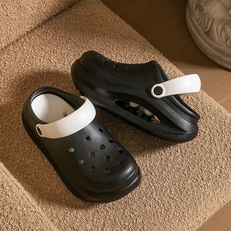 Women's Outdoor Beach Heightening Headed Clog Shoes Summer Thick Bottom Sandals EVA Material Comfortable Slip-On Casual Footwear