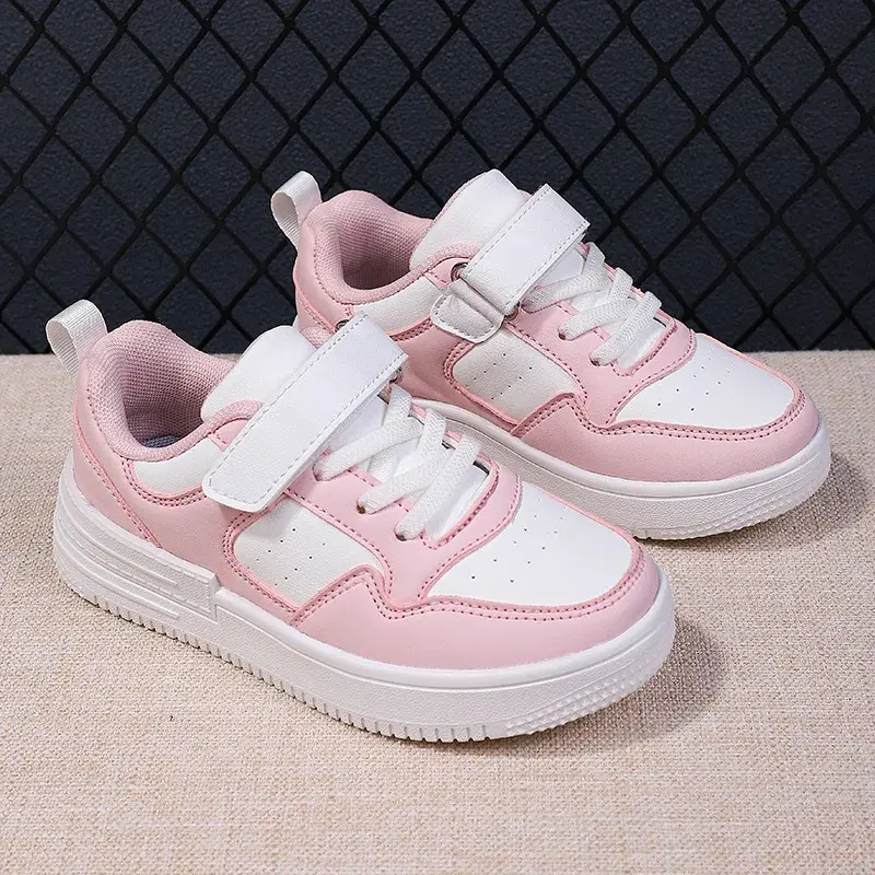 Leather Flat Breatahble Mesh Outdoor Sports Comfortable Tennis Shoes 2025 New Trendy Kids Skate Shoes tenis Girls Sneakers