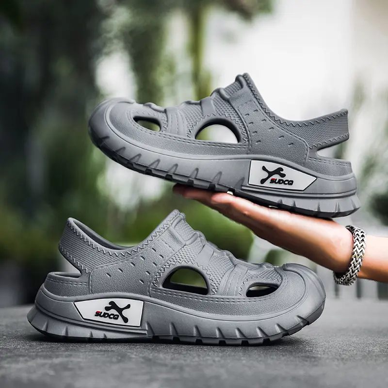New 2025 Men's Outdoor Sports Soft Leather Slip-On Casual Shoes Summer Breathable Comfortable Beach Sandals EVA Sole Leisure