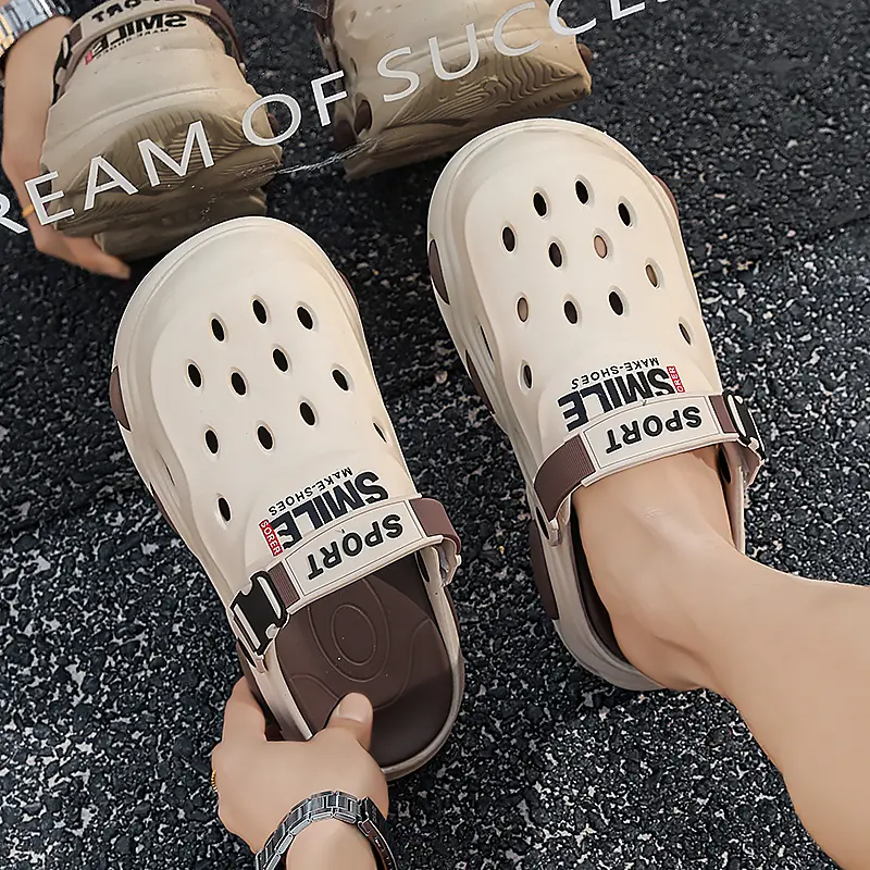 Men's Fashionable Sandals Open-Toe Slip-On Beach Shoes Summer New Style Outdoor Wear EVA Insole Rubber Upgraded Version