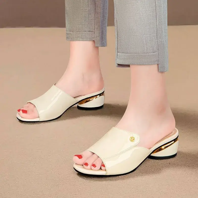 Women's Shoes Fashion Red Sexy Womens Slippers PU Soft Leather Ladies Comfortable Sandals Suitable for Girls Pantuflas Mujer