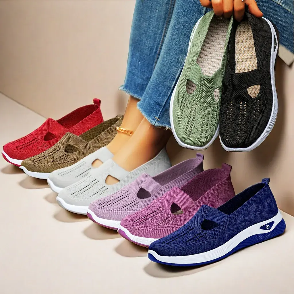 2025Women's Sneakers Breathable Slip on Walking Shoes Mesh Low Top Womens Vulcanized Shoes Soft Sole Lightweight Women Shoes