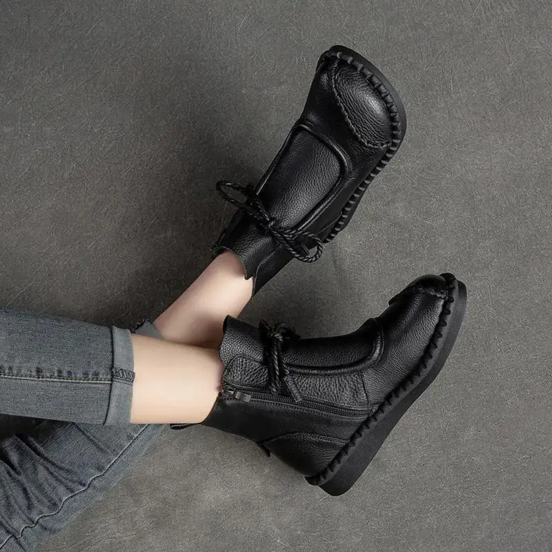 Shoes for Women  Cross-tied Ladies Boot Daily Boots Hot Sale Cotton Shoes Round Toe Comfortable Flat Shoes Women Ankle Boots