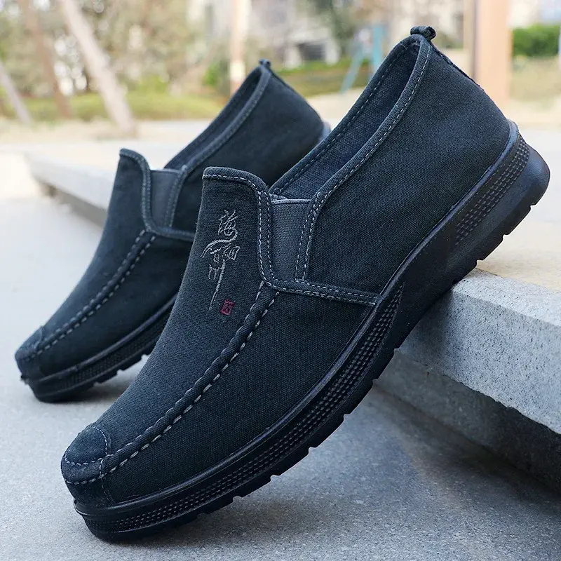 2025 Spring Polyurethane Men Shoes Old Beijing Cloth Shoes Canvas  Men Sports Casual  Breathable Work